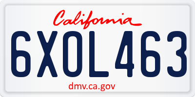 CA license plate 6XOL463