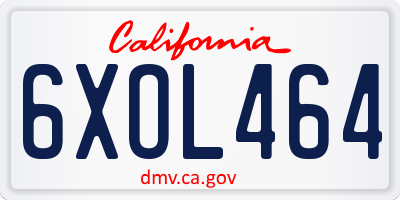 CA license plate 6XOL464