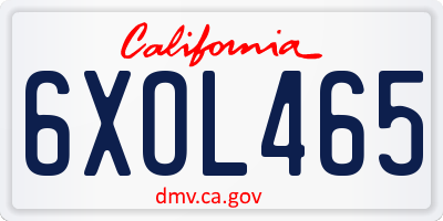 CA license plate 6XOL465