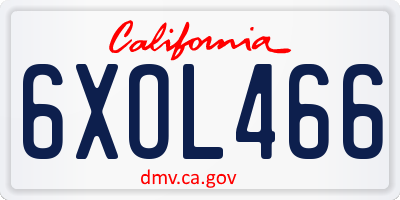 CA license plate 6XOL466