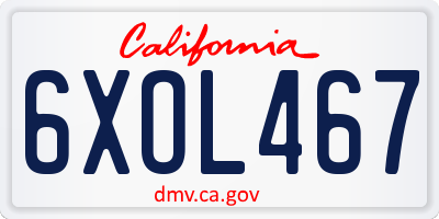CA license plate 6XOL467