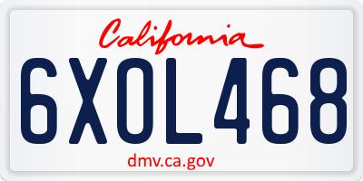 CA license plate 6XOL468