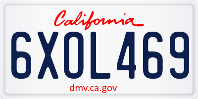CA license plate 6XOL469