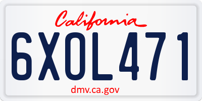 CA license plate 6XOL471