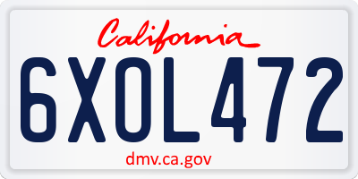 CA license plate 6XOL472