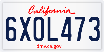 CA license plate 6XOL473