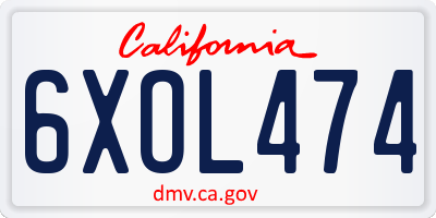 CA license plate 6XOL474