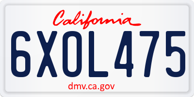 CA license plate 6XOL475