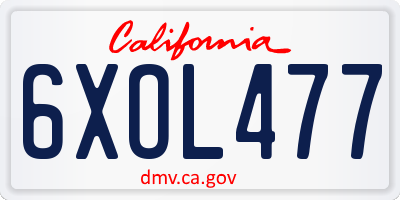 CA license plate 6XOL477