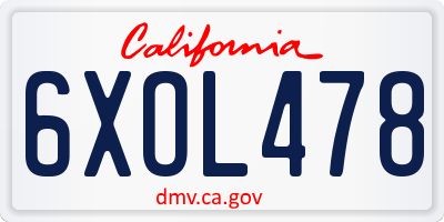 CA license plate 6XOL478