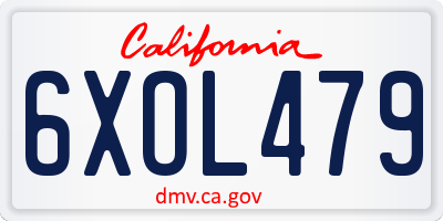 CA license plate 6XOL479