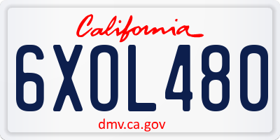 CA license plate 6XOL480