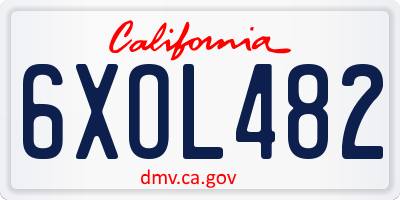 CA license plate 6XOL482