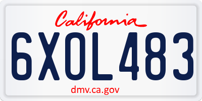 CA license plate 6XOL483