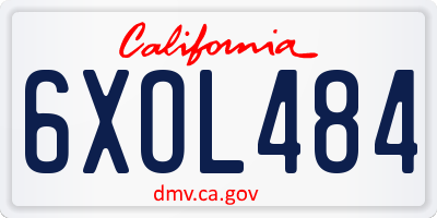 CA license plate 6XOL484