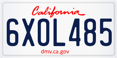 CA license plate 6XOL485