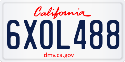 CA license plate 6XOL488