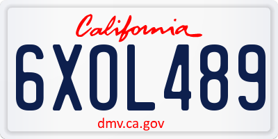 CA license plate 6XOL489