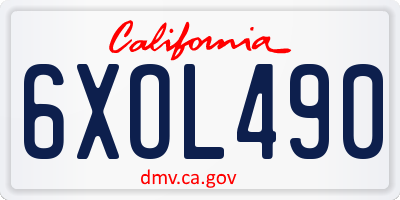 CA license plate 6XOL490