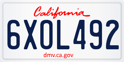 CA license plate 6XOL492