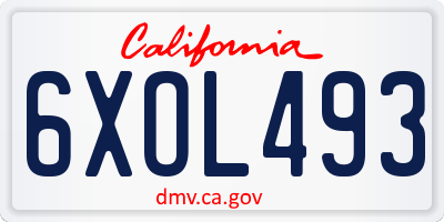 CA license plate 6XOL493