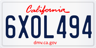 CA license plate 6XOL494