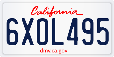 CA license plate 6XOL495