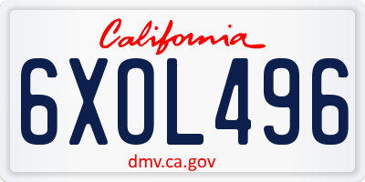 CA license plate 6XOL496