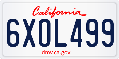 CA license plate 6XOL499