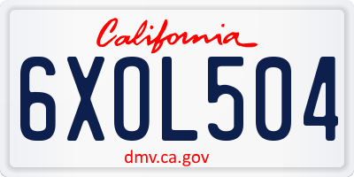 CA license plate 6XOL504