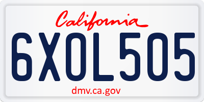 CA license plate 6XOL505