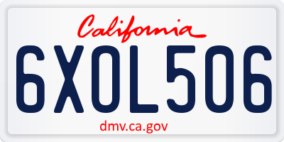 CA license plate 6XOL506