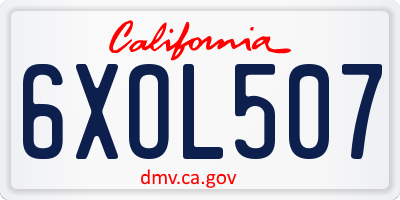 CA license plate 6XOL507