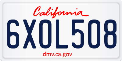 CA license plate 6XOL508