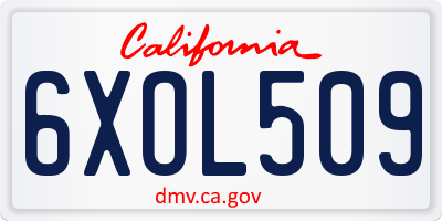 CA license plate 6XOL509