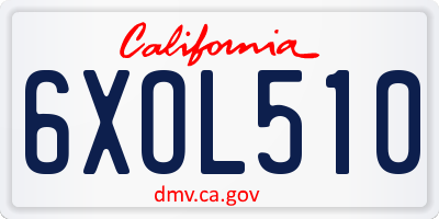 CA license plate 6XOL510