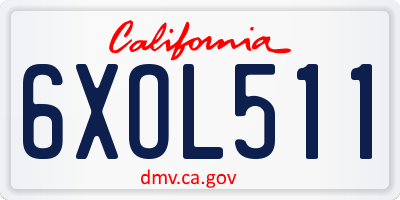 CA license plate 6XOL511