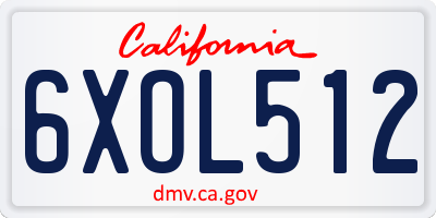 CA license plate 6XOL512