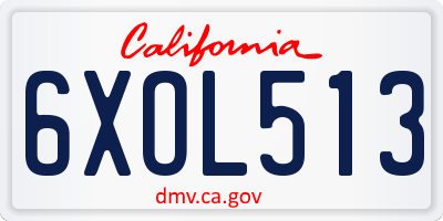 CA license plate 6XOL513