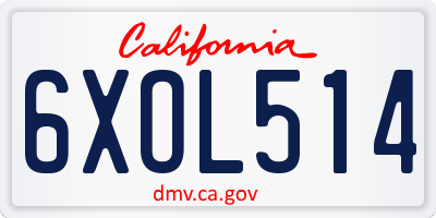 CA license plate 6XOL514