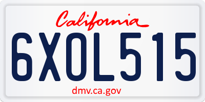 CA license plate 6XOL515