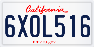 CA license plate 6XOL516