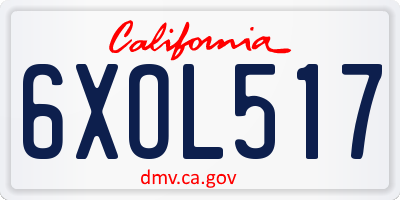 CA license plate 6XOL517