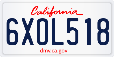 CA license plate 6XOL518