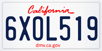 CA license plate 6XOL519