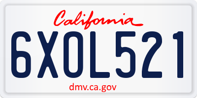 CA license plate 6XOL521
