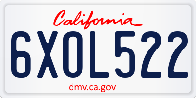 CA license plate 6XOL522