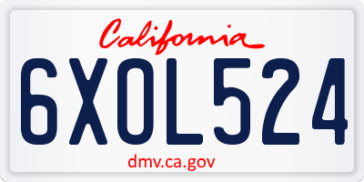 CA license plate 6XOL524