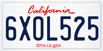 CA license plate 6XOL525