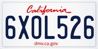 CA license plate 6XOL526